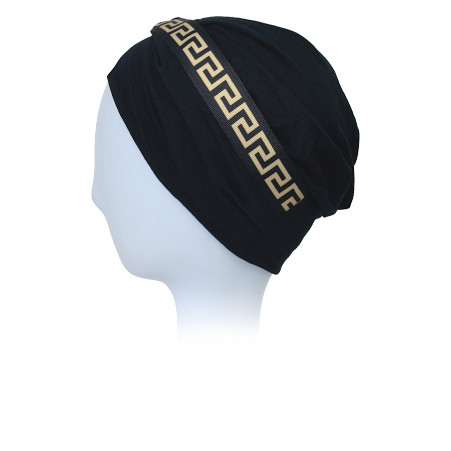 Turban czarny ze złotym meandrem MILAN B21+A13