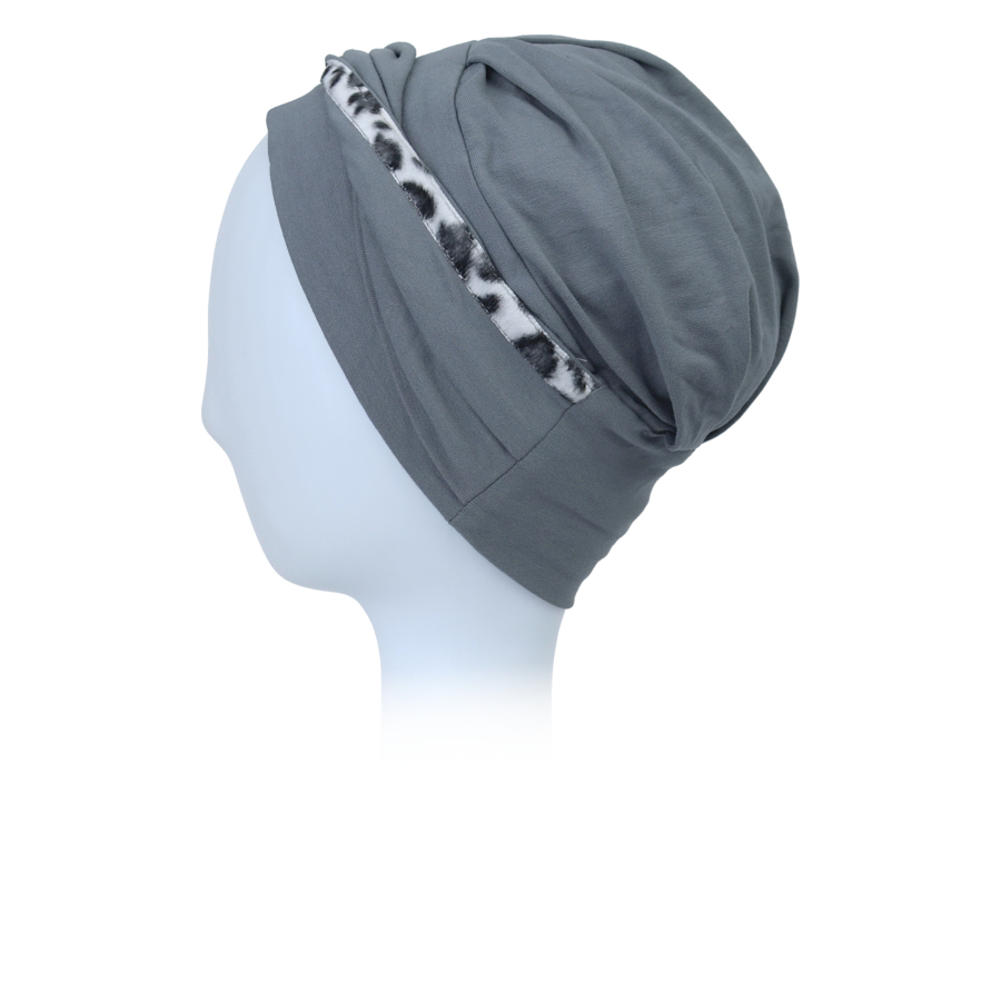 Turban szary z panterkowym akcentem MILAN B44+A26
