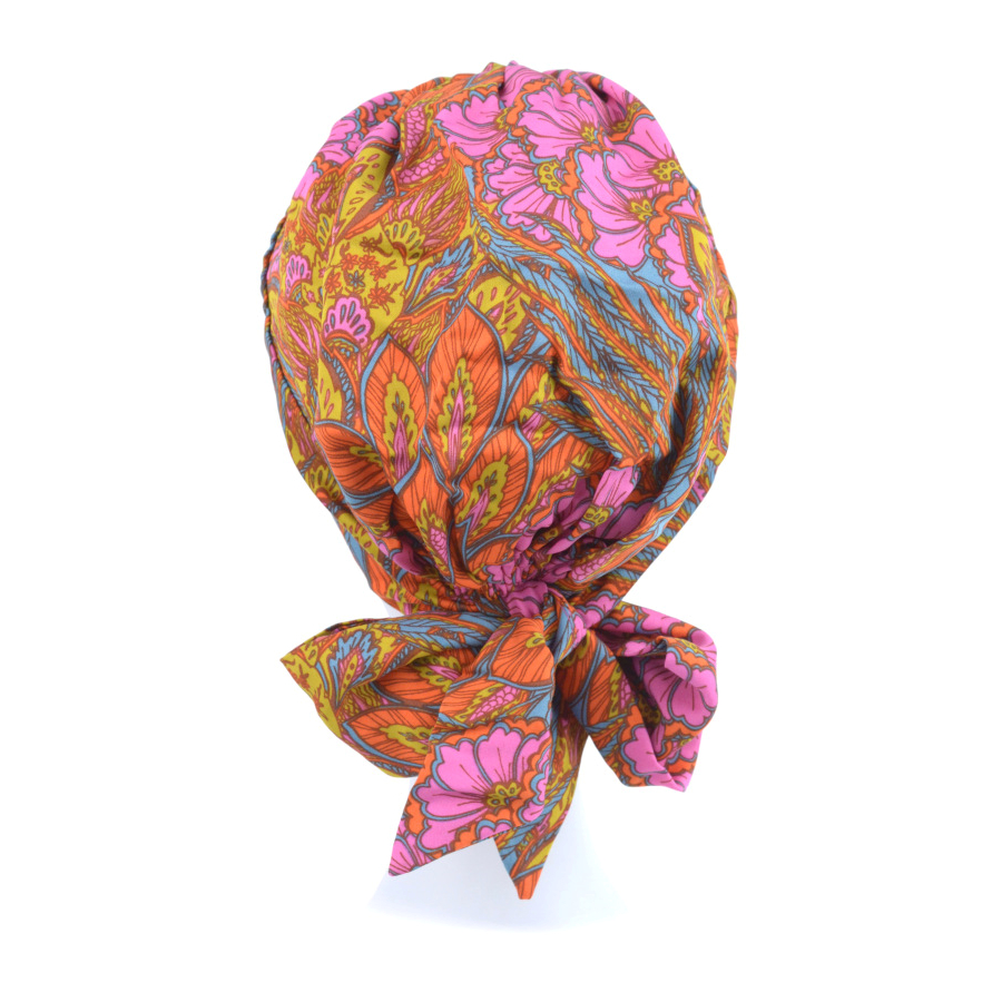 Przewiewny turban z wiązaniem wielokolorowy w kwiaty AMSTERDAM VC74