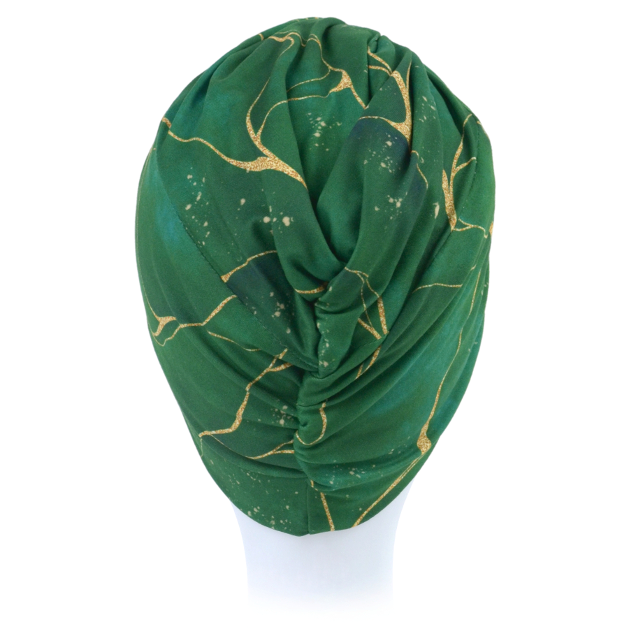 Zielony elegancki turban w stylu retro ze złotym zdobieniem ARUBA M80+B391