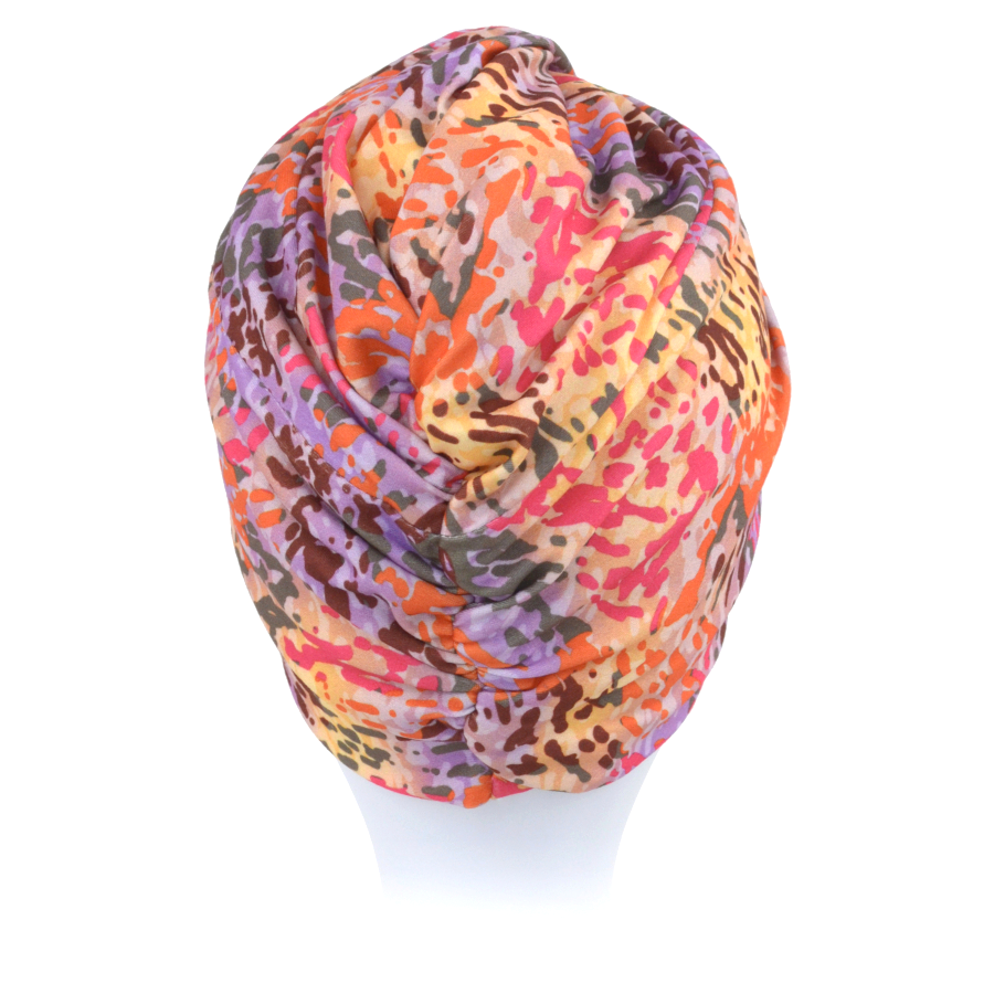 Turban w stylu retro wyrazisty wielokolorowy abstrakcyjny wzór ARUBA B568+B27
