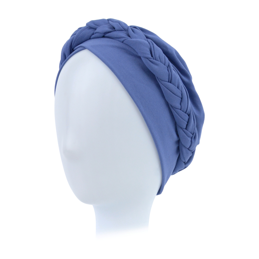 Turban w stylu boho z ozdobnym warkoczem granatowy CORSICA B278