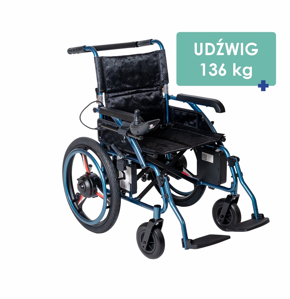 Standardowy wózek inwalidzki elektryczny (zmiana udźwigu do 136 kg)