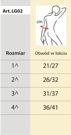 Tabela rozmiarów rozgrzewająca opaska łokcia Tabela rozmiarów