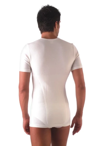 Rozgrzewający T-shirt męski z krótkim rękawem z wełny merino - podwójnie ocieplone plecy RelaxSan
