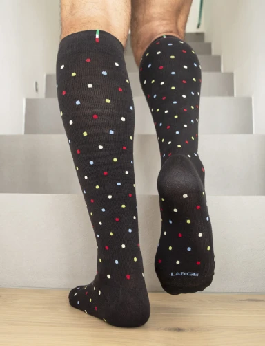 Podkolanówki uciskowe z bawełny - grafitowe w kropki - 1 klasa ucisku 15-21 mmHg RelaxSan Fancy Socks
