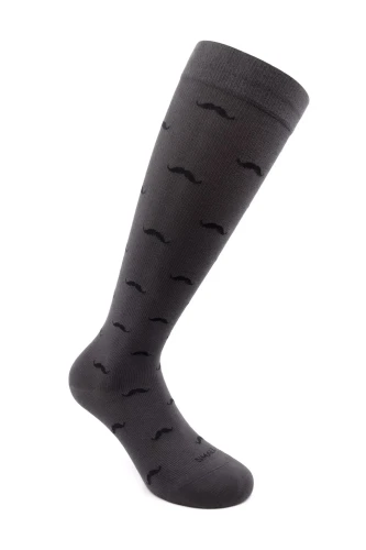 Podkolanówki uciskowe z bawełny - ciemnoszare w wąsy - 1 klasa ucisku 15-21 mmHg RelaxSan Fancy Socks
