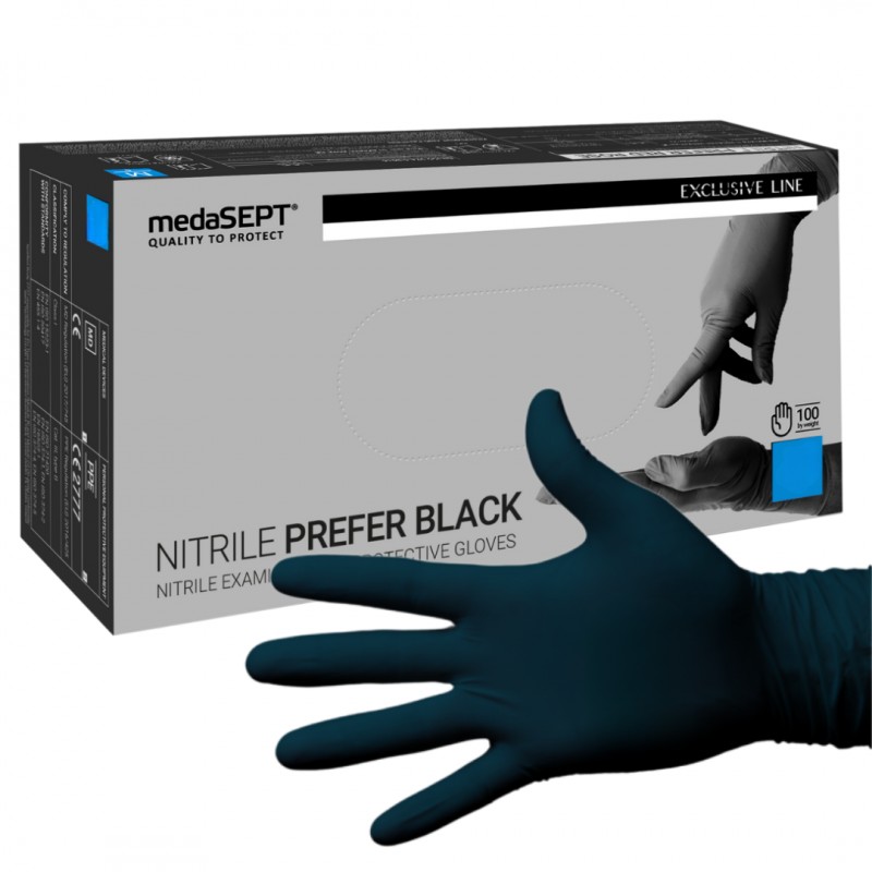Rękawice nitrylowe czarne Nitrile Black PF medaSEPT