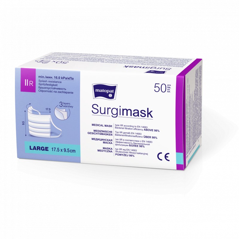 Maseczki jednorazowe medyczne Surgimask typ IIR Matopat