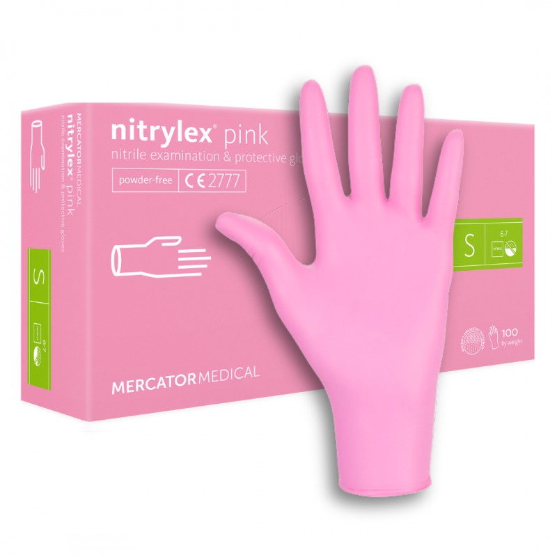 Rękawice nitrylowe różowe Nitrylex Pink Mercator