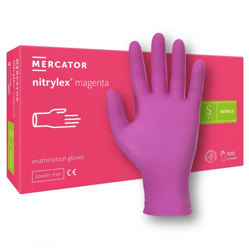 Rękawiczki nitrylowe ciemnoróżowe Nitrylex Magenta Mercator 100 szt.