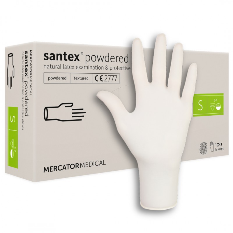 Rękawice lateksowe pudrowane teksturowane Santex Powdered Mercator