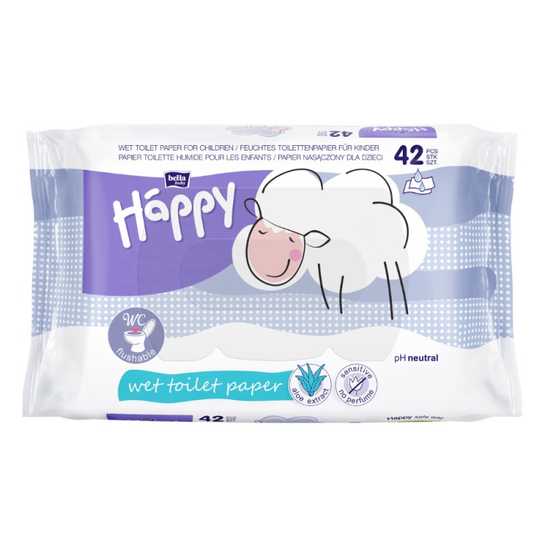 Nasączany papier toaletowy dla dzieci z ekstraktem z aloesu Bella Baby Happy