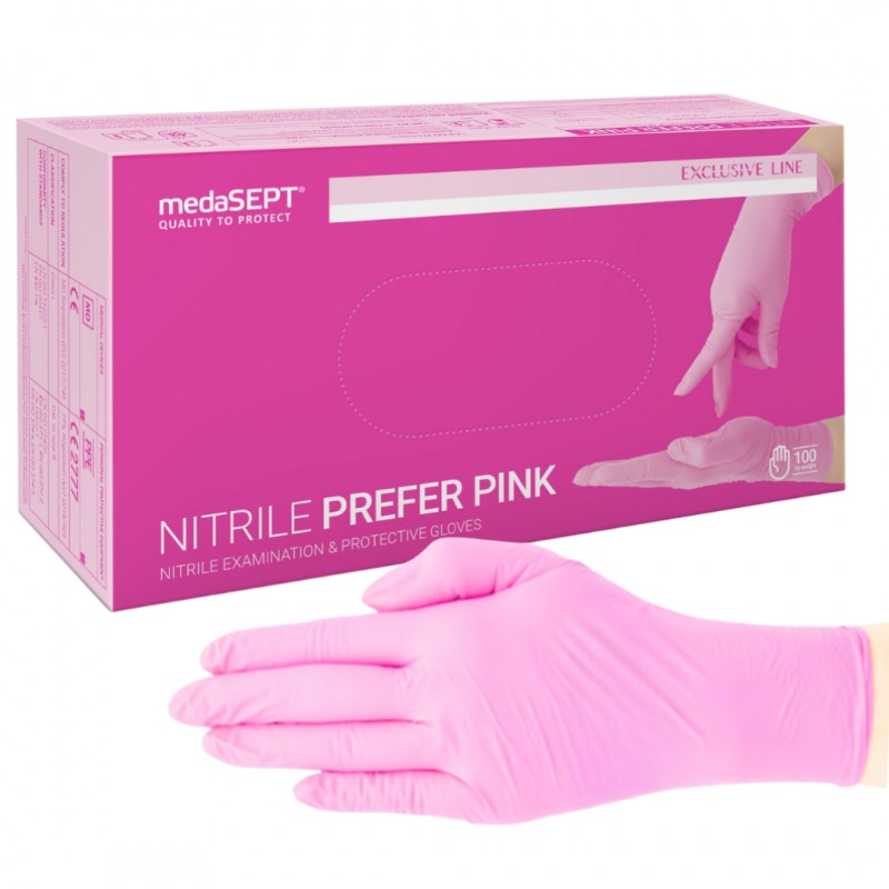 Rękawice jednorazowe nitrylowe Nitrile Pink PF medaSEPT