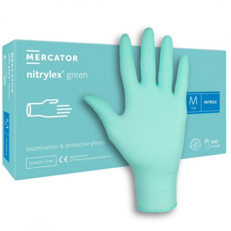 Rękawice nitrylowe zielone Nitrylex Green Mercator 100 szt.