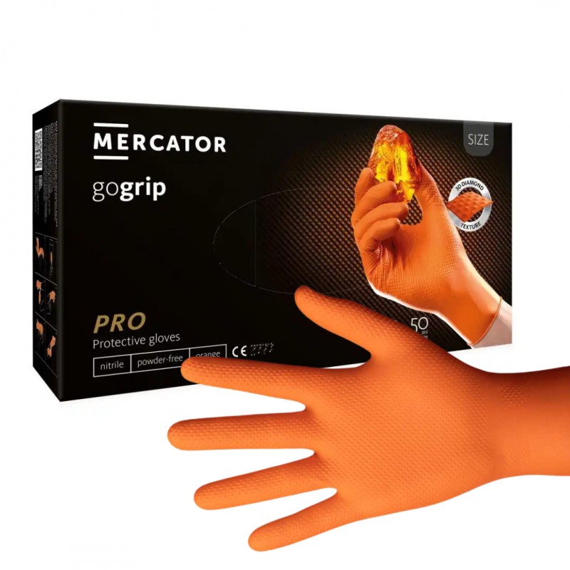 Grube rękawice nitrylowe pomarańczowe Mercator gogrip 50 szt.