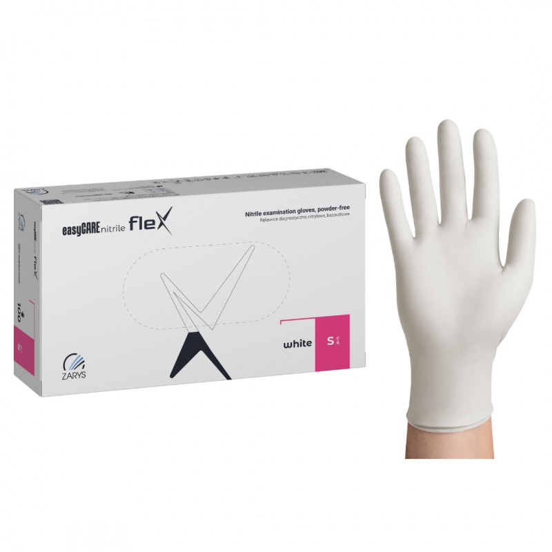 Rękawiczki nitrylowe białe easyCARE Nitrile Flex White