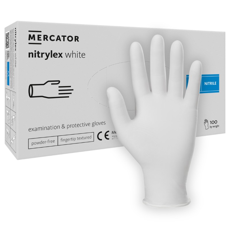 Rękawice nitrylowe białe Nitrylex White Mercator
