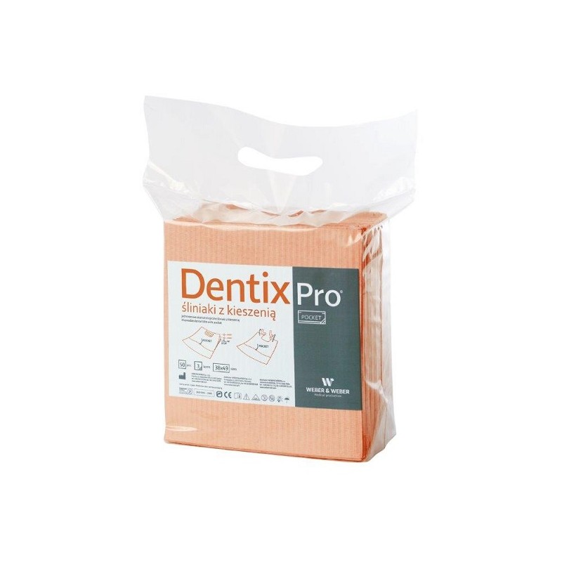 Śliniaki z kieszenią DentixPro Pocket, jednorazowe 50 szt.
