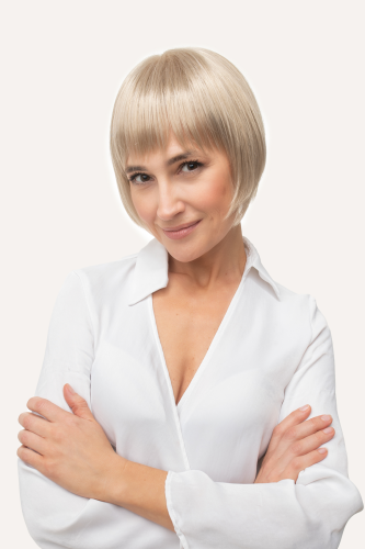 Peruka syntetyczna, kolor jasny blond - włosy z grzywką - VERONICA