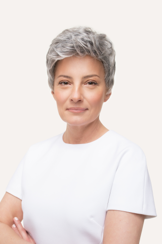 Peruka syntetyczna, kolor siwy, krótkie włosy - ELLEN