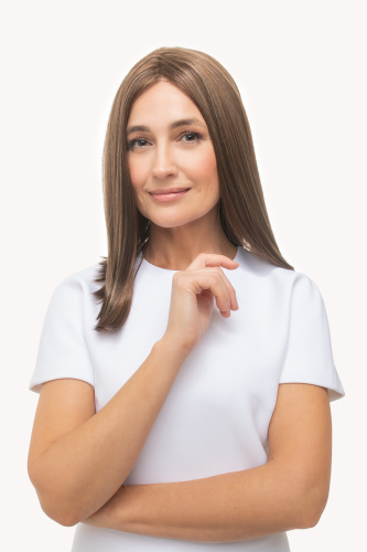 Peruka syntetyczna, kolor brąz, długie włosy przedziałek Lace Front - LAUREL