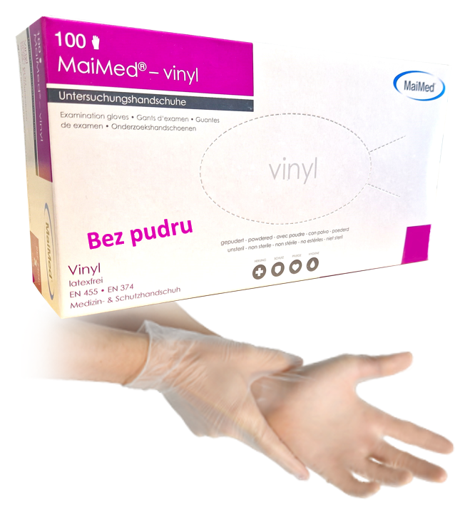 Rękawice winylowe bez pudru 100 sztuk Maimed
