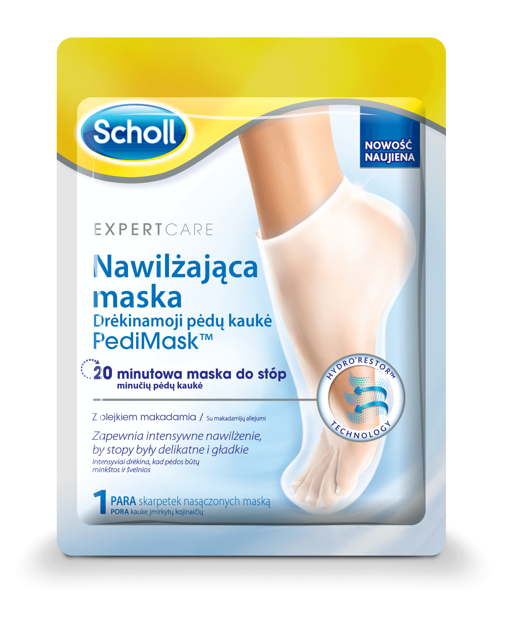 Scholl Nawilżająca maska PediMask z olejkiem makadamia 1 para