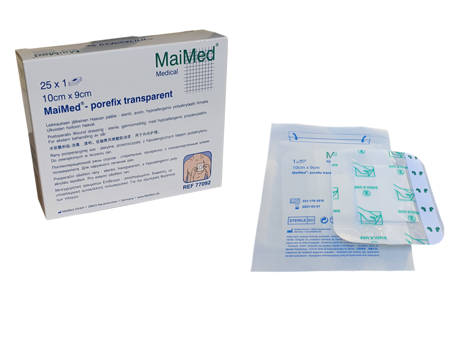 Porefix Jałowe transparentne plastry pooperacyjne 9x10 cm 25 sztuk Maimed