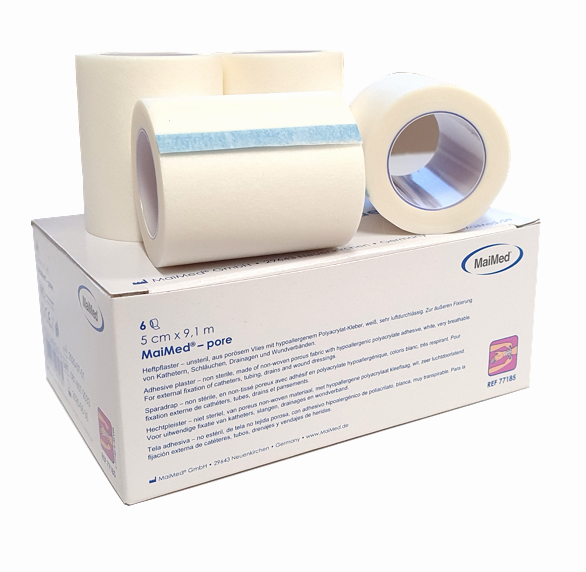 Przylepce włókninowe hypoalergiczne 5 cm x 9,1 m Pore 6 sztuk maimed
