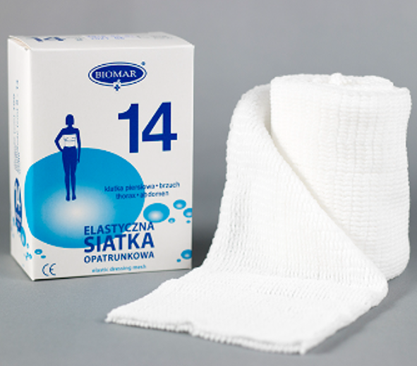 Elastyczna siatka opatrunkowa ( NR 14 ) na klatkę piersiową brzuch 14 cm x 1 m Biomar